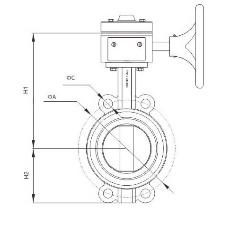 蝸輪消防信号對(dui)夾蝶閥(圖1)